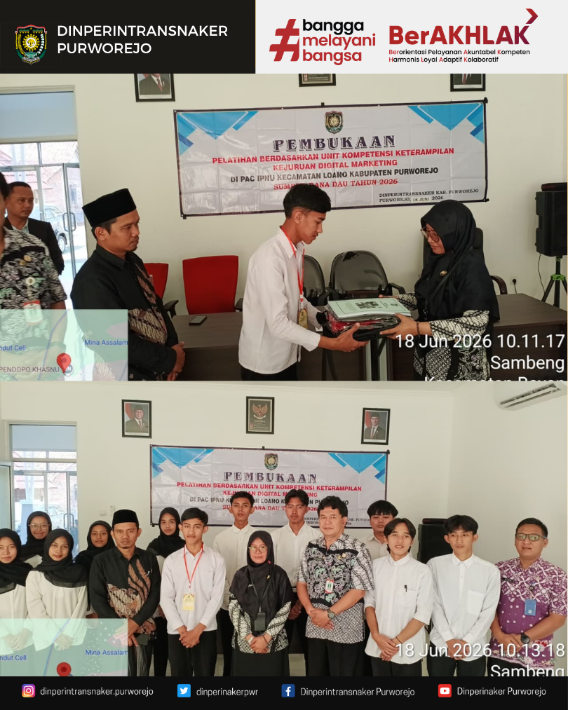 BLK Purworejo Buka Pelatihan Digital Marketing bagi Kader IPNU Loano Melalui Dana Pokir DPRD