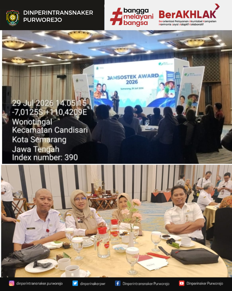 Dinperintransnaker Hadiri Jamsostek Award 2026 dan Launching Program Ngopeni Nglakoni Jawa Tengah